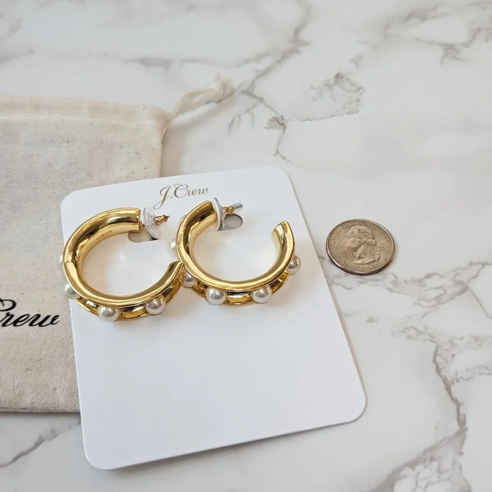 J.Crew Pearl-studded Hoop Earrings - Picture 8 of 8